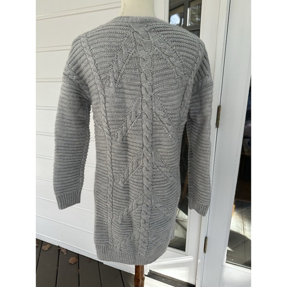 NEW GAP Cable Knit Sweater Dress Women's Size XS Gray Winter Wool Cozy Hygge - Picture 2 of 10